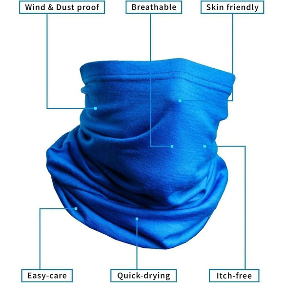 Unisex Lightweight Wool Ski Neck Gaiter Face Mask Neck Warmer scarf substitute - Picture 2 of 6